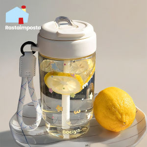 Large Capacity Tritan Straw Water Bottle for Women Summer High Aesthetic Value Portable Student Plastic Cup with Handle