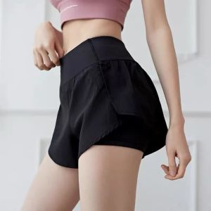 High-Waist Fitness Sports Shorts Women Summer Thin Quick-Dry Yoga Training Pants Inner-Lined Professional Exercise Tight Shorts