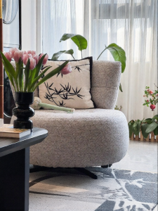 PURPLE LEAF | Rotating Lazy Creamy Style Leisure Chair