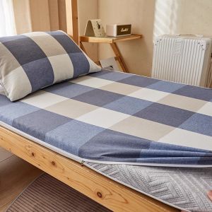 ผ้าคลุมสปริงเกอร์แบบหุ้มเตียงผ้าฝ้ายแท้สำหรับหอพักนักเรียน ผ้าคลุมเตียงแบบหุ้มเตียงหกด้านบาง ผ้าคลุมหมอนผ้าฝ้ายแท้ขนาดเดี่ยว