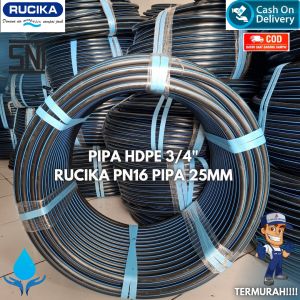 Pipa Hdpe Atau Selang Hitam UK 3/4 Inch Merk Rucika PN16 1 Roll 100 Meter