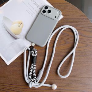 Pearl Lanyard Case For iPhone 17 Pro Max 18 14 12 11 13 16 15 Plus Anti-Loss Shockproof Candy Adjustable Crossbody Strap Cover