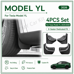 Tesla Model YL 2025/2026 4PCS Set Mud Flaps TPE Material Custom Fit No Drilling Easy to Clean Protects Paint 6-Seater Dedicated Fit