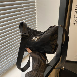 Trendy Small Crossbody Bag for Women Summer 2024 Casual Sport Single Shoulder Butterfly Knot Versatile Dumpling Bag Polyester Lining