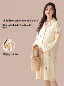 MiiOW | Đồ ngủ cotton nguyên chất cho bà bầu MiiOW Đồ ngủ dài tay mùa hè thường ngày cho phụ nữ trẻ mặc ở nhà