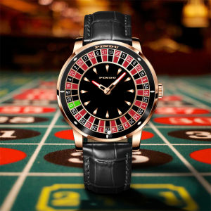 PINDU Thiết Kế Roulette Đồng Hồ Cơ Tự Động NH35 Phong Trào Dây Da Dạ Quang Tay Chữ Số Ả Rập Chống Nước P6616