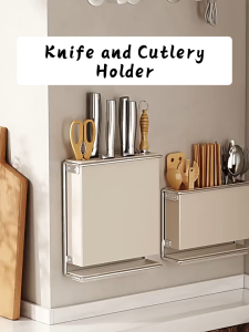Kitchen Rack Wall-Mounted Knife Rack Drain Chopstick Rack Cutlery Storage Rack Carbon Steel Punch-Free