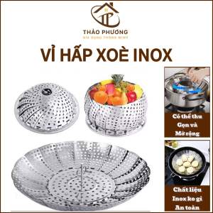 Vỉ Hấp Xửng Hấp Đa Năng Chất Liệu Inox Xòe 22cm Cao Cấp Không Gỉ Gấp Gọn Tiện Dụng