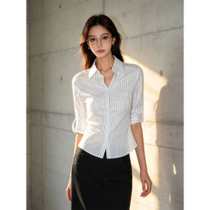 PIAOYA | French Commuter Stripe Shirt Long Sleeves Elegant Fitting