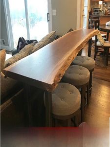 Retro Wooden Bar Table Home Dining Table against the Wall Narrow Long Table Milk Tea Shop Bar High Table Chair