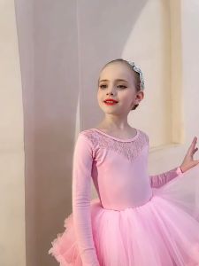 Váy Múa Ba Lê KIDSBALLET Váy Múa Rời Lưng Ren Cộc Tay Dài Tay Đầm Múa Cho Bé Đầm Múa Ba Lê Đầm Khiêu Vũ Cho Bé