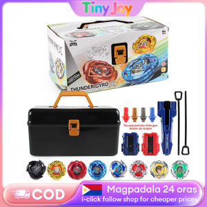 6 Pcs Combat Gyro Set with Launcher Burst Battle Gyro Game Set Boys Toy with Suitcase Gift Case