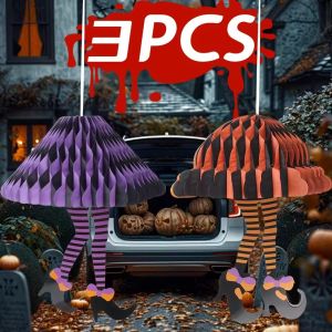 3ชิ้นกระโปรงแม่มดรังผึ้งลูกตกแต่งเทศกาลฮาโลวีนงานฝีมือกระดาษเครื่องประดับแบบแขวนเทศกาลสำหรับงานปาร์ตี้ฮาโลวีนรถตกแต่งบ้าน