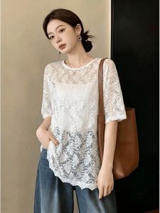 AIYITI | Elegant White Lace Oversized Blouse