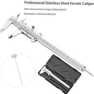 Professional Stainless Steel Vernier Caliper Gauge Sliding Gauge Measurement Tool Outside Depth Step Micrometer 0-150mm Inside