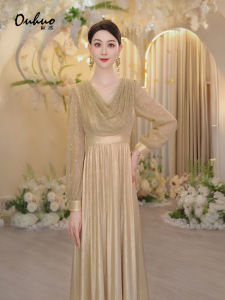 Elegant French Style Maternity Dress U-Neck Long Skirt High Quality Spring Summer New Arrival A-Line Silhouette Gathered Waist