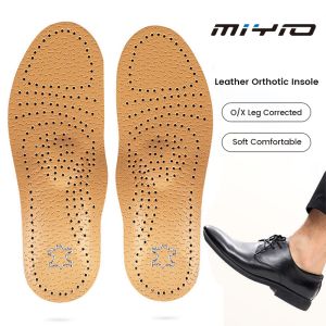 MIYIO 1Pair Leather Orthotic Insole for Flat Feet Arch Support