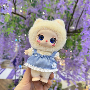 Baby clothes only] 16cm Lila LUKY CAT pendant doll wearing plush baby clothes small cloud denim skirt cute
