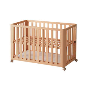 Benetree Elm Wood Baby Bed Adjustable Height Mobile Storage Space Modern Simple Style Child Furniture Bedside Large Bed
