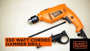 BLACK & DECKER CORDED HAMMER DRILL WITH KIT BOX & ACCESSORIES TP555KPR 550W 10MM