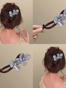 Floral Hair Grips Womens Hair Accessories Sweet Style Acrylic Hair Clips for Bun Hairstyling One-Word Hairpins
