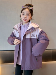 Girls Winter Jacket 3-in-1 Detachable Childrens Fleece Lined Windproof Outdoor Coat for 5-14 Years Old Kids Cold Resistant