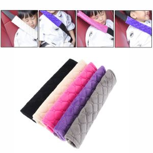 NAMSHEVA 2Pcs Car Interior Grey/Pink/Purple/Black/Beige Comfortable Soft Plush Cushion Car Shoulder Pad Seat Safety Belt Covers