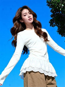 Patched Lace Hem Tunic Shirt