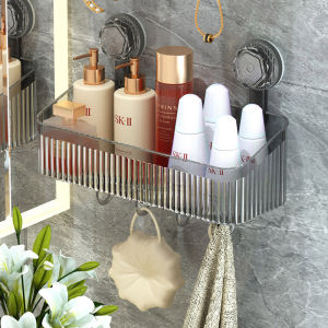 Wall-mounted Rotating Suction Cup Bathroom Storage Rack Punch-free Kitchen Spice Storage Rack Multi-purpose