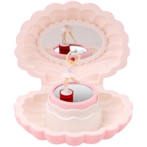 Shi Dancing Ballerina Music Box Glowing Girl Toy Storage Cosmetic Mirror Shell Eight-Track Music Box for Girls Age 14+ Plastic