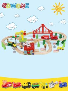 EDWONE | Wooden Assembled Magnetic RC Train Toy