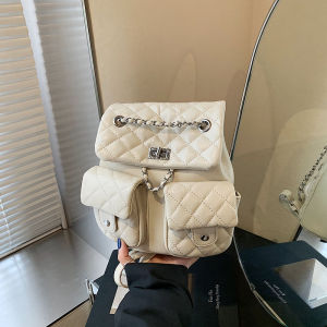 Blue Mini Chain Dual Shoulder Bag Lady 2025 New Spring Summer High Sense Specialty Design Backpack Soft Texture Handbagbagage