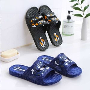 Warrior Slip-On Slippers Mens Indoor Bathroom Anti-Slip Summer Casual Flat Heel PVC Material Couples Slippers Breathable