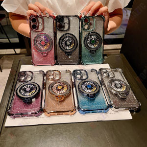 ROAZIC Rotating Gyro Design Bracket Phone Case For infinix Note 40 Pro/Note 40 Pro 5G/Note 40 Pro+ 5G Creative Luxury Plating Flash Gradient Glitter Silicone Soft TPU Shockproof Anti-fall Protector Cover SF03