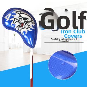 Waterproof Skull Pattern Iron Club Covers 9pcs