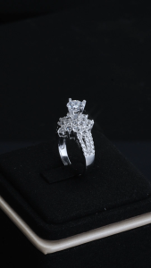 Nhẫn nữ Bạc 925 Xi Kim Moissanite Viên Chủ 6.3mm KNNU0011 Kim Luxury