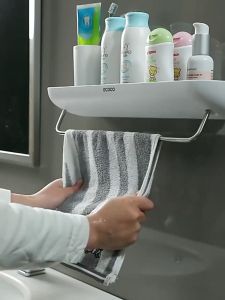 SG stock No Drill Bathroom Toilet Kitchen Storage Shelf Rack Organizer Wall Mounted Bathroom Shelf