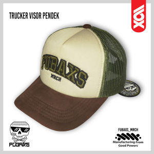 FUBAXS topi VISOR PENDEK trucker jaring topi terbaru variasi warna COKLAT CREAM ARMY