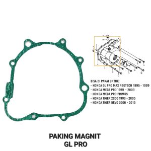 Paking Magnit GL Pro - Packing Peking Gasket Block Blok Magnet Cover Crankcase Rengkes Kiri Honda GL Max Neotech Mega Pro Megapro Tiger