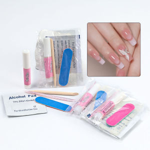 5pcs Press On Nail Tool Set Include Cuticle Pushers Nail File Clean Pad Strong Glue Sticky Jelly Gel For Diy Nails Art Supplies