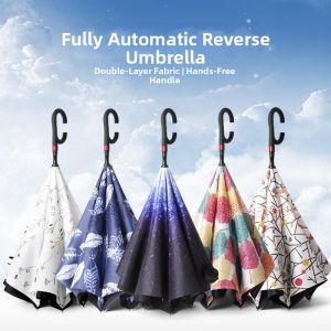 Automatic Reverse Dual-use Umbrella Long Handle
