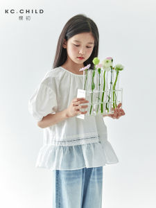 KECHU | Light Romantic Atmosphere Pure Color Shirt with Lace Hem