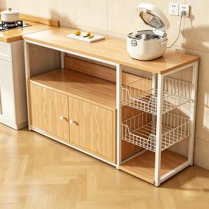 Global Kitchen Cabinet Organizer Multifunctional Storage Rack With Vegetable Baskets Microwave Oven Shelf