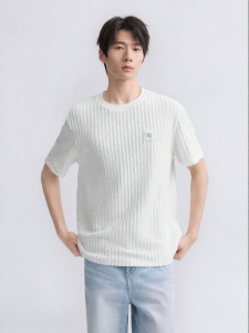 GXG | Round Neck Knit Short Sleeve Texture T-Shirt