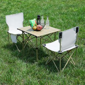 LINSI | Foldable Camping Picnic Table Aluminum Roll-up