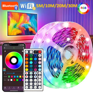 18/LEDs Strip Lights RGB 5050 5M 10M 20M 30M Bluetooth WIFI IR Control Music Sync 5V For Bedroom TV Wall Living Room Decor Party