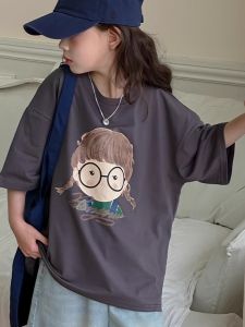 Girls Cotton T-Shirt Summer Short Sleeve Printed Half Sleeve Versatile Childrens Shirt Quick Dry Outdoor Clothing for Kids