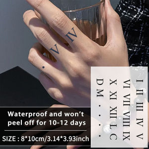 1Pc Roman Numerals Waterproof Temporary Tattoo Stickers Long-lasting Waterproof for One to Two Weeks For Finger Arm Neck.