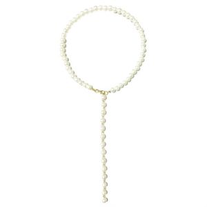 Laselle Pearl String Chain Necklace Kalung Mutiara Untai Panjang Juntai Handmade Fashion