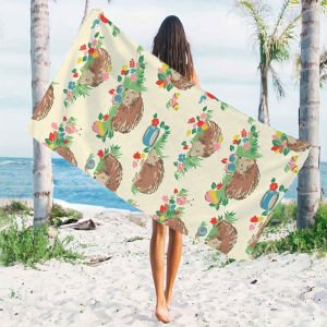 Cartoon Hedgehog Garden Beach Towels Ultra Lightweight Quick Drying Super Absorbent Summer Essential Fast-Drying Towel for Beach